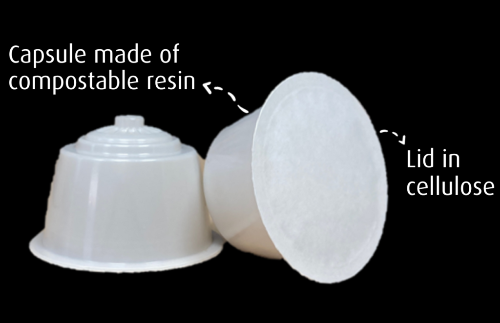 Composition diagram for Dolce Gusto Kabioca compostable capsules