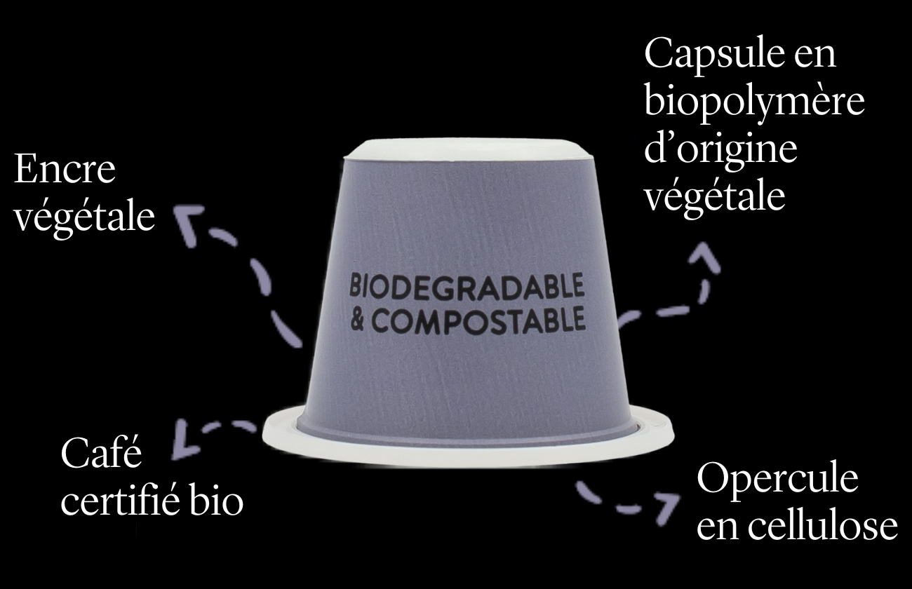 Schéma composition capsules compostables Nespresso Kabioca Schéma de la composition de nos capsules compostables Nespresso Kabioca