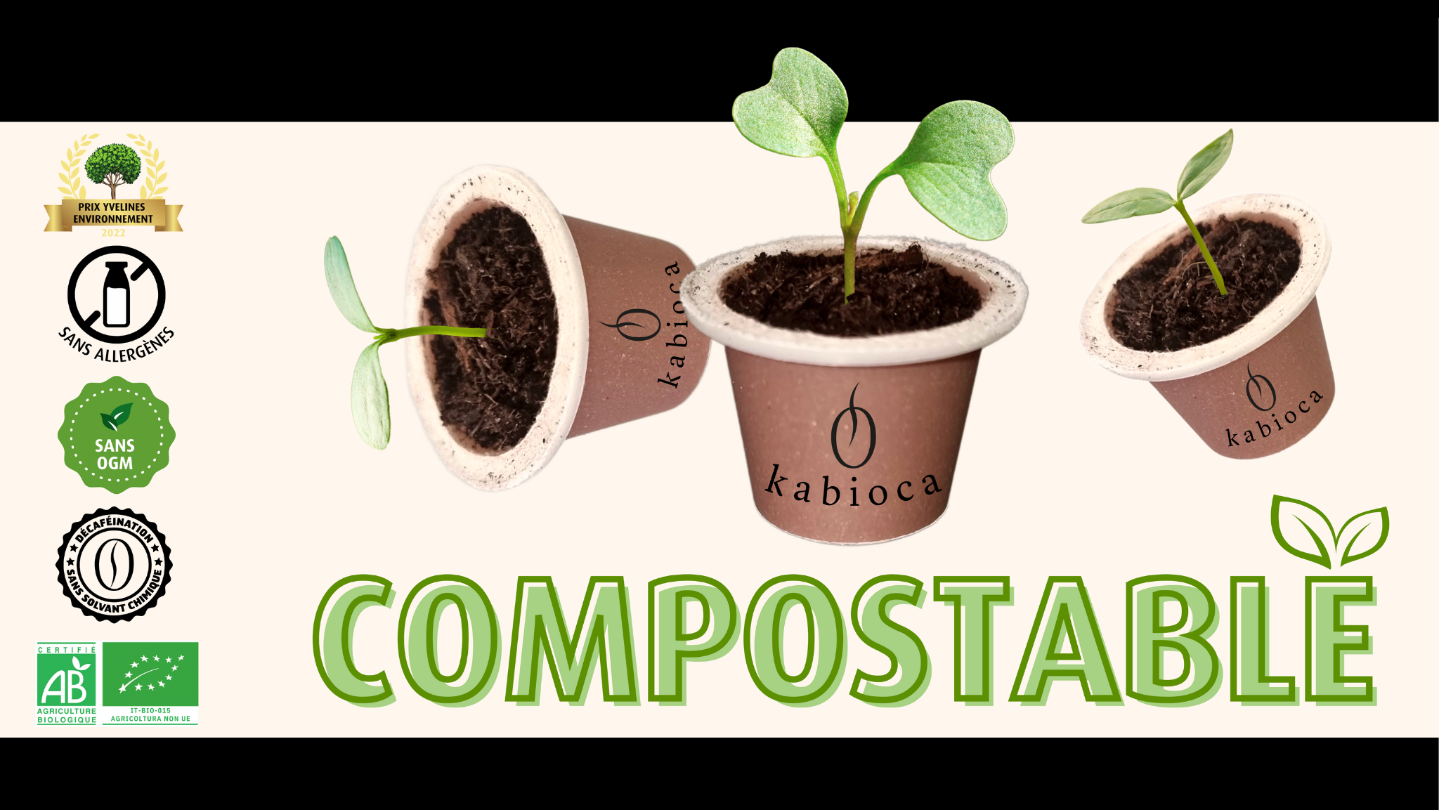 Photo de composition d'une capsule de café Kabioca compostable à domicile